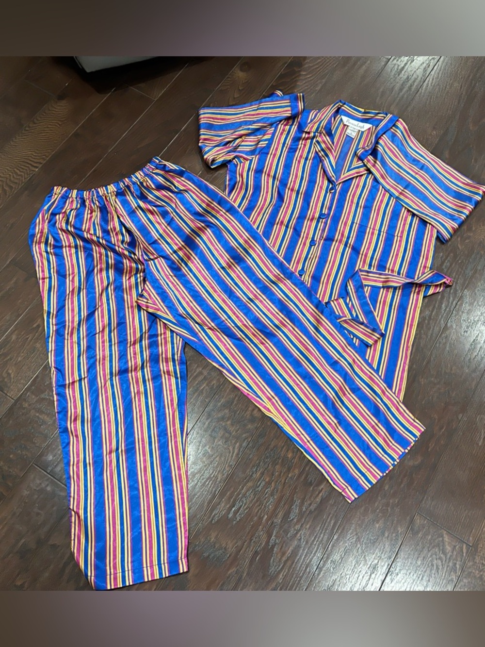 VTG Patricia Leigh 2- Piece Stripe Pajamas Luxury 90s  Vibe Roper Size Medium